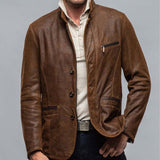 Men's Vintage Brown Stand Collar Button Jacket 63645079U