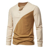 Men's Casual Colorblock Henley Collar Long Sleeve T-Shirt 76372776Y