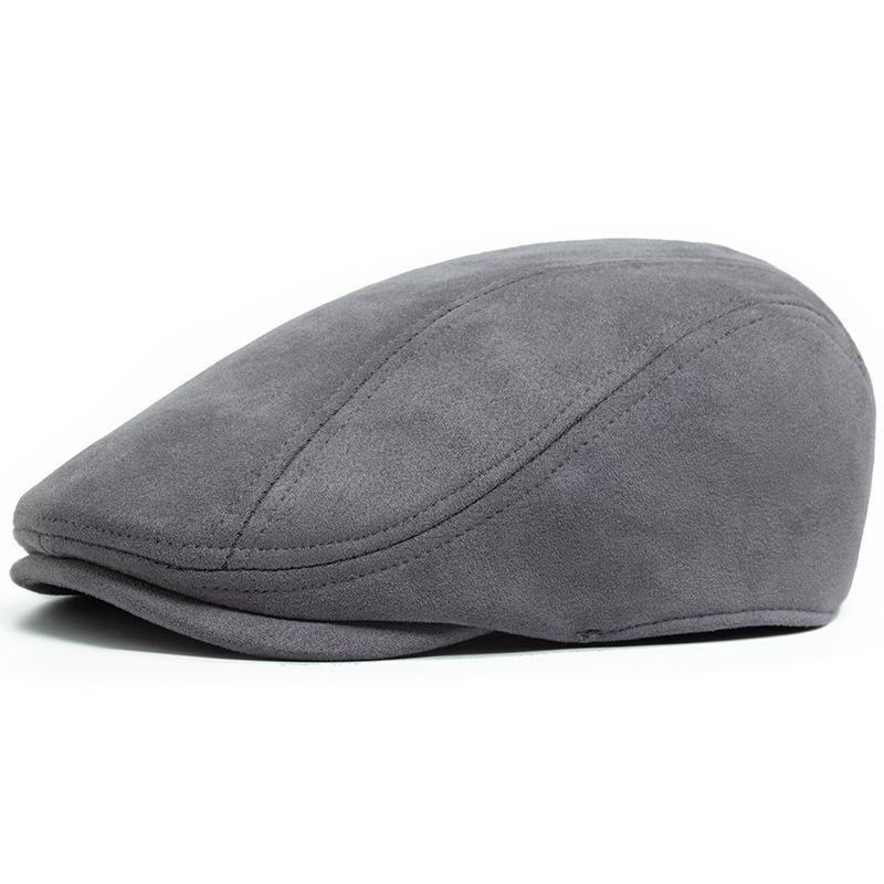 Men's Vintage Casual Solid Deerskin Beret 21646674TO