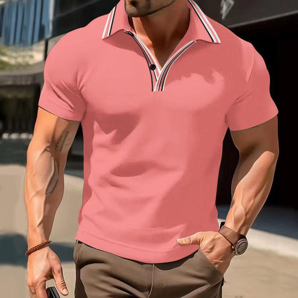 Men's Breathable Lapel Short Sleeve Button POLO Shirt 61997622X