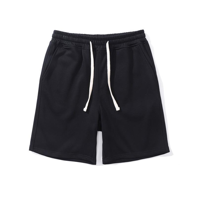 Men's Solid Cotton Elastic Waist Straight Sports Shorts 66099410Z