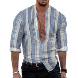 Men's Retro Striped Long Sleeve Shirt 85078358TO