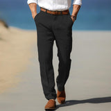 Men's Casual Linen Straight Thin Breathable Suit Pants 68127298M