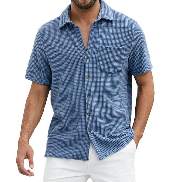 Men's Solid Waffle Short Sleeve Shirt 78192525X