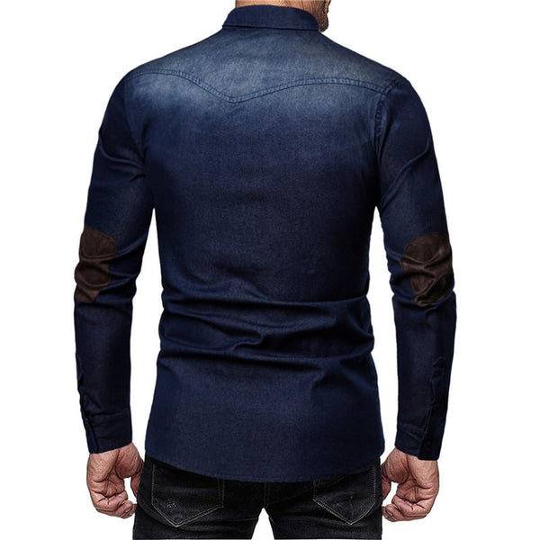 Men's Casual Lapel Denim Long Sleeve Shirt 60664062Y