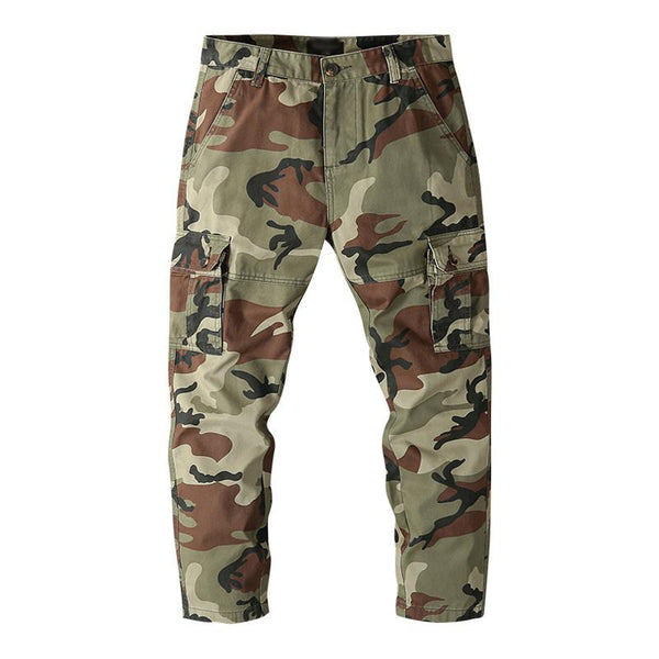Men's Casual Outdoor Camouflage Cotton Straight Leg Cargo Pants 86405797M