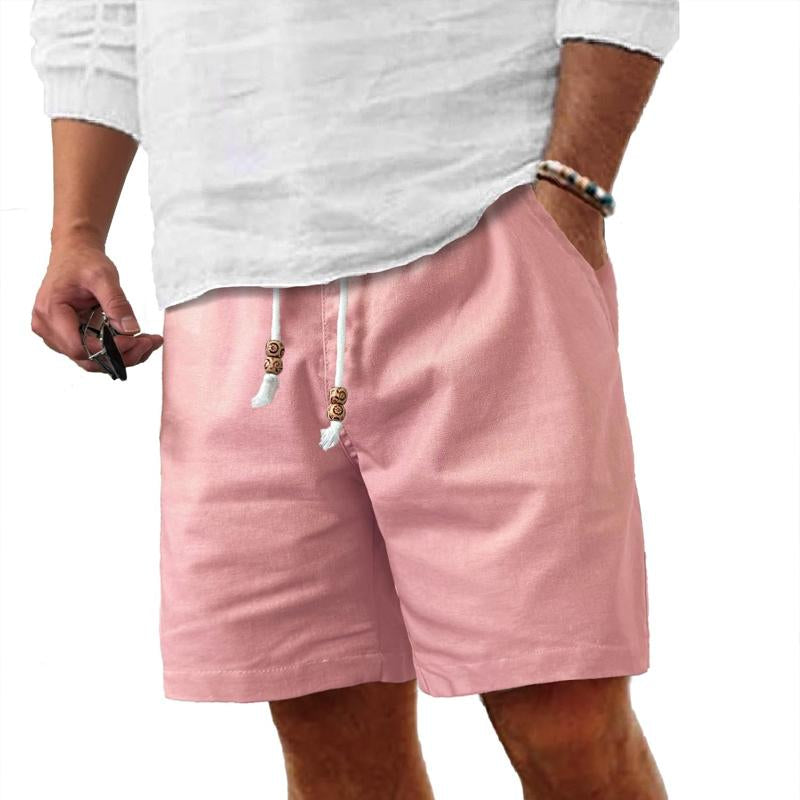 Men's Cotton And Linen Pocket Beach Shorts 16939737Y