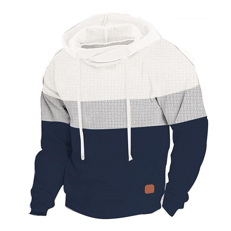 Men's Casual Jacquard Color Contrast Long-Sleeved Hoodie 40689122M