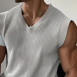 Men's Knitted V-neck Solid Color Vest 52968859X