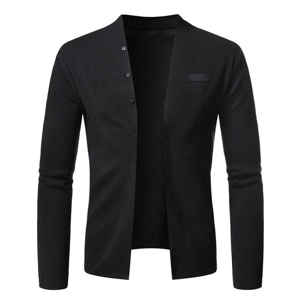 Men's Solid Color V-neck Cardigan Sweater 07158148X