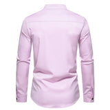 Men's Colorblock Stand Collar Long Sleeve Shirt 58727589Z