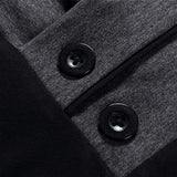 Men's Casual V-Neck Contrast Patchwork Long-Sleeved T-Shirt 38972461M