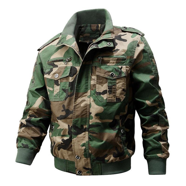 Men's Retro Casual Tough Camouflage Pocket Bomber Jacket 51233963TO