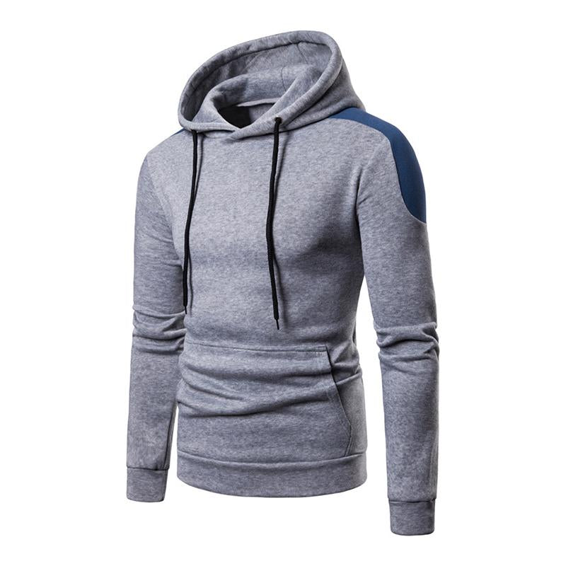 Men's Casual Color Block Kangaroo Pocket Pullover Hoodie 85638632M