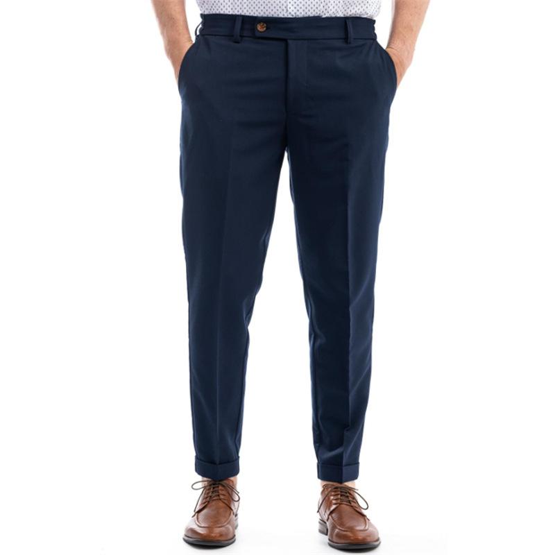 Men's Casual Breathable Mid-rise Straight Suit Pants 22522198M