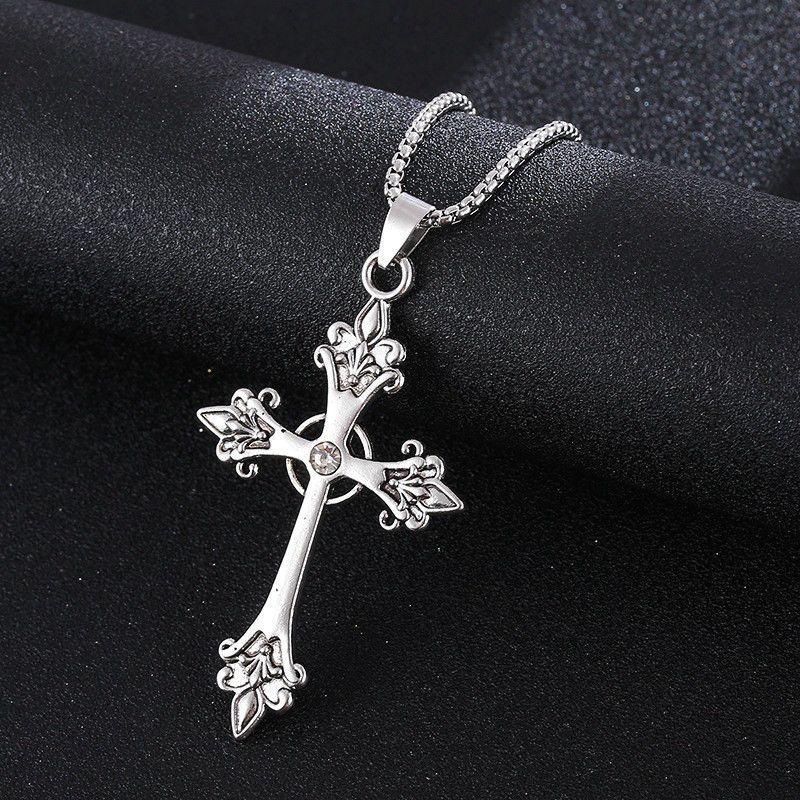 Vintage Casual Diamond Cross Necklace 81851580TO