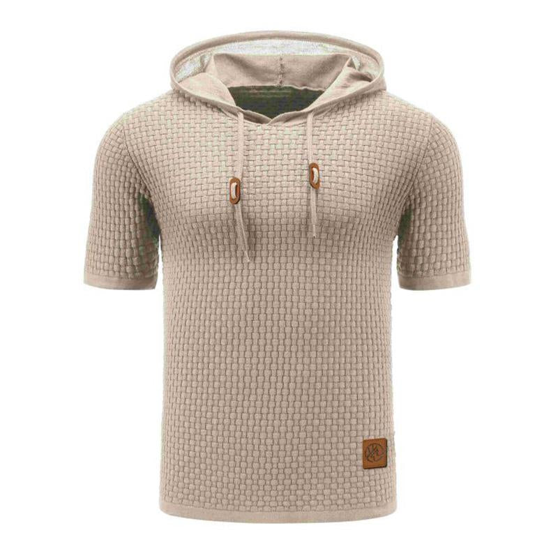 Men's Casual Knit Slim Fit Short Sleeve Hoodie 78659696M