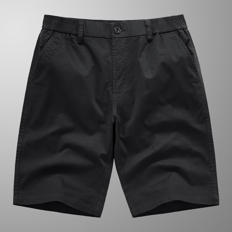 Men's Casual Solid Color Elastic Waist Straight Shorts 11587646Y