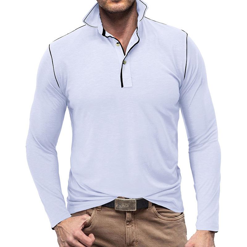 Men's Solid Color Long Sleeve Lapel Polo Shirt 28855071X