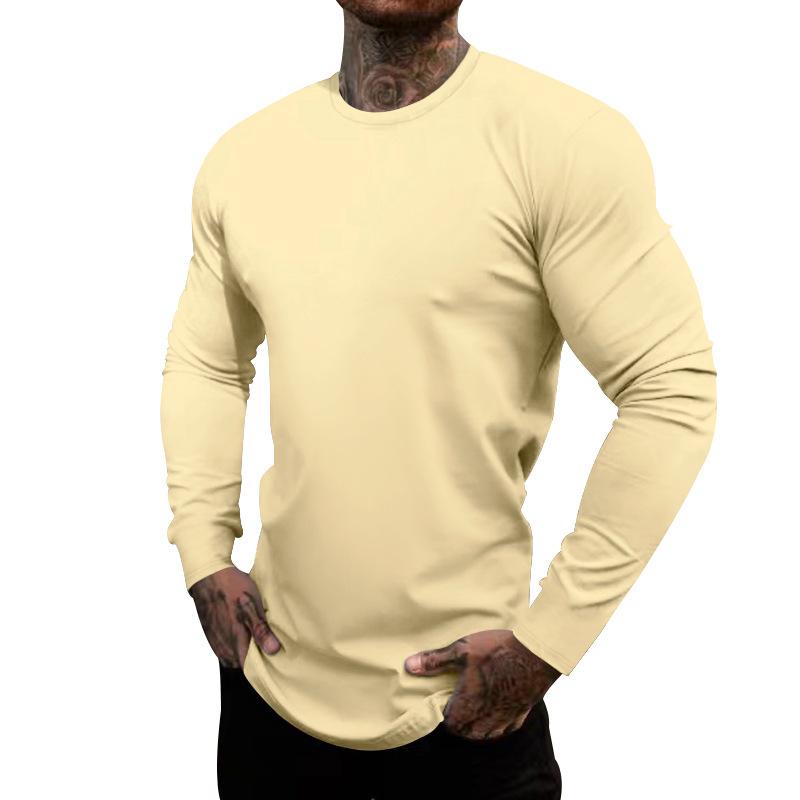 Men's Casual Cotton Blended Round Neck Slim Fit Long Sleeve T-Shirt 69570431M