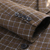 Men's Business Casual Plaid Woolen Blazer And Trouser Set 11907531Y