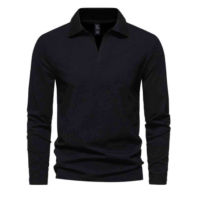 Men's V Neck Lapel Long Sleeve T-Shirt 44630040U