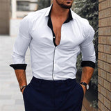 Men's Casual Color Block Printed Long Sleeve Shirt 44033453Y