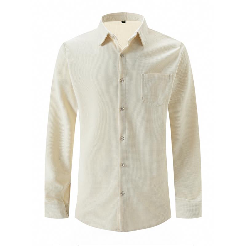 Men's Waffle Solid Long Sleeve Shirt 91367481X