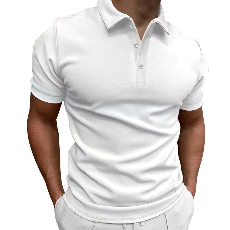 Men's Solid Slim Lapel Short Sleeve Casual Polo Shirt 37773773Z