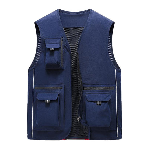 Men's Casual Outdoor Thin Multi-Pocket Breathable Loose Workwear Vest 48884166M