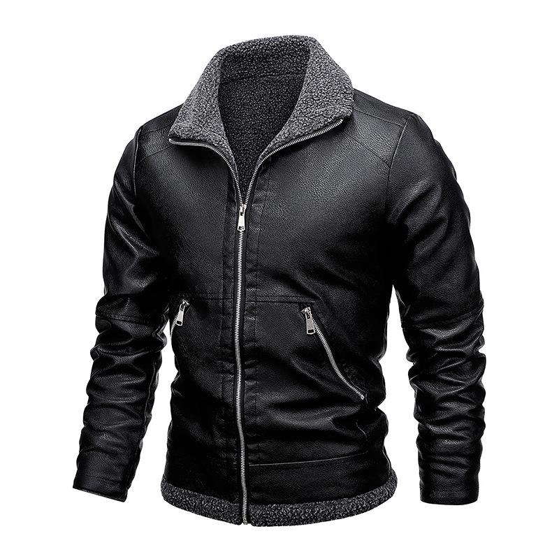 Veste en cuir épais tout-en-un en fourrure et velours pour homme 57091421U