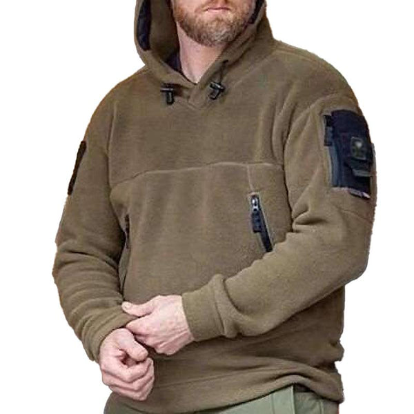 Men's Vintage Outdoor Polar Fleece Multi-Pocket Hooded Sweatshirt 52949721Y