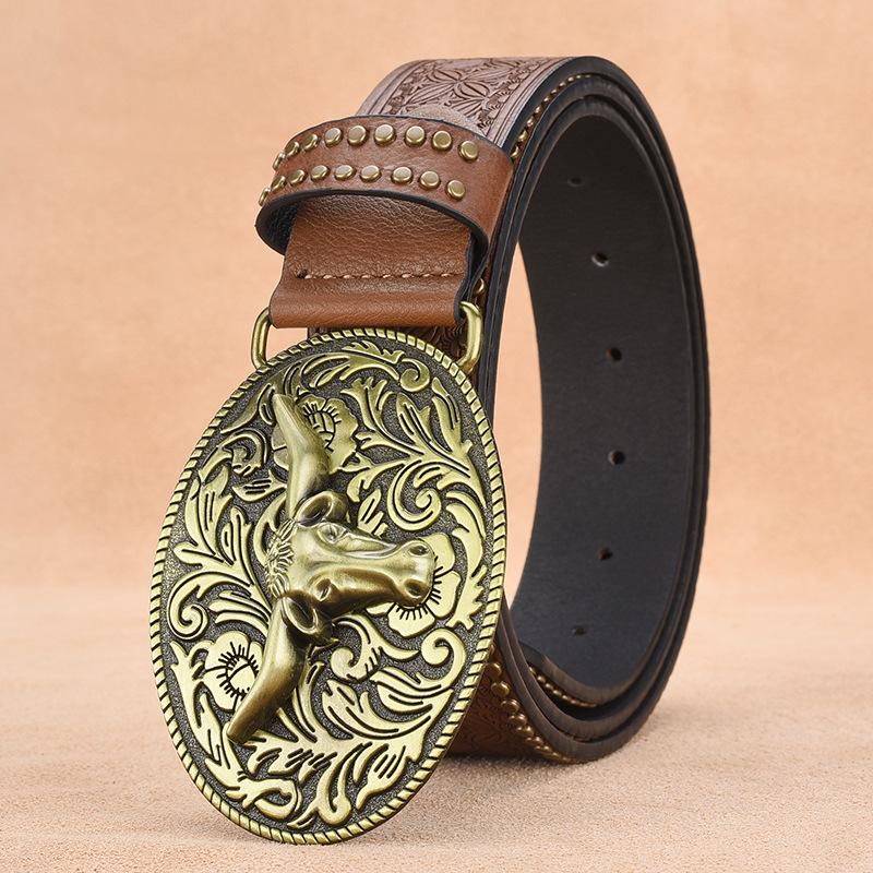 Ceinture en relief à rivets vintage pour homme 33277436U