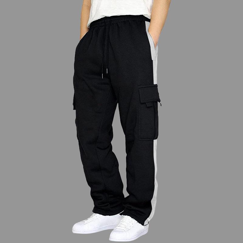 Pantaloni casual multitasche larghi in pile da uomo 84668543U