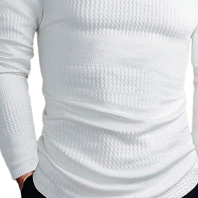 Men's Solid Color Lapel Slim Fit Knitted POLO Shirt 18747220X