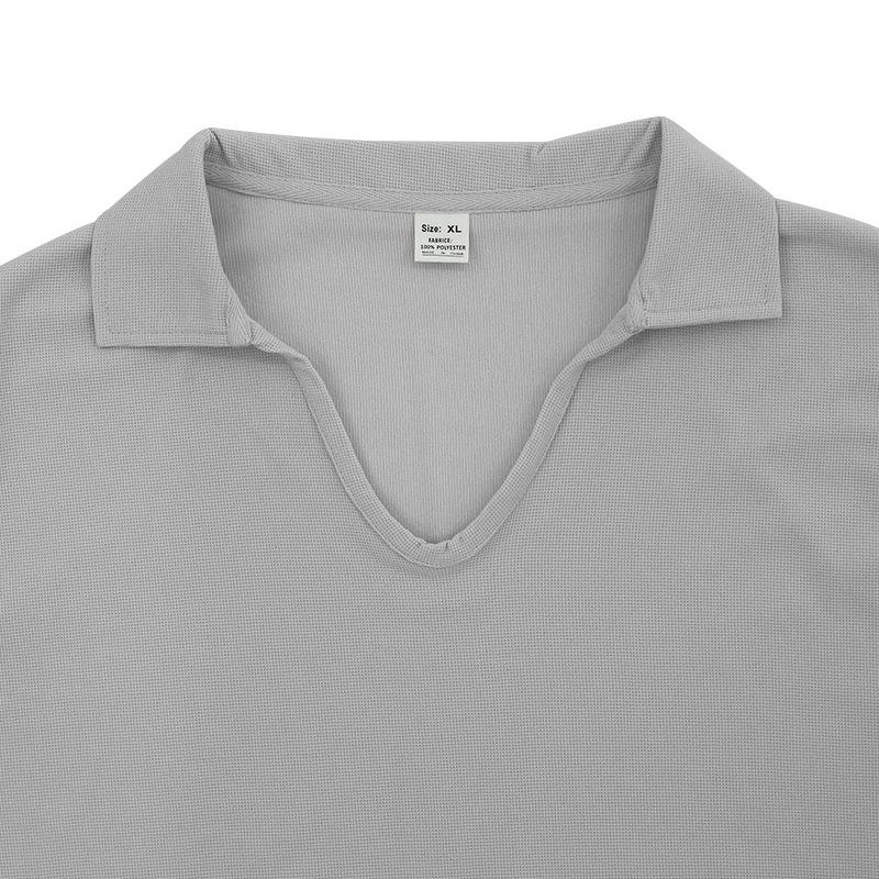 Men's Solid Color Breathable Lapel Long Sleeve Polo Shirt 65340333X