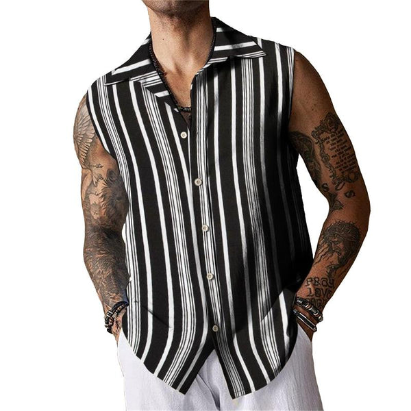 Men's Casual Striped Sleeveless Shirt Tank Top 85081322TO