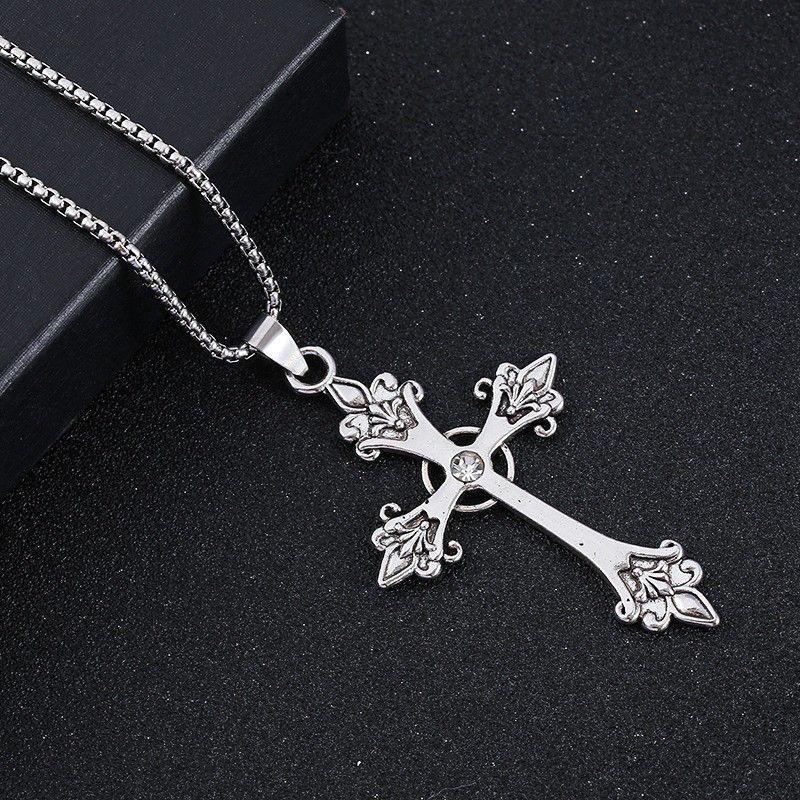 Vintage Casual Diamond Cross Necklace 81851580TO