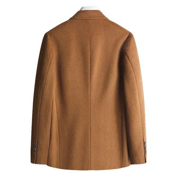 Men's Vintage Thick Wool Blended Lapel Single-Breasted Slim Fit Blazer 89500499M