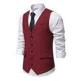 Men's Vintage V-Neck Single-Breasted Suit Vest (Shirt and Tie Excluded) 83234646M