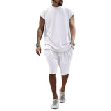 Men's Casual Round Neck Short Sleeve T-Shirt Loose Shorts Set 89142205M