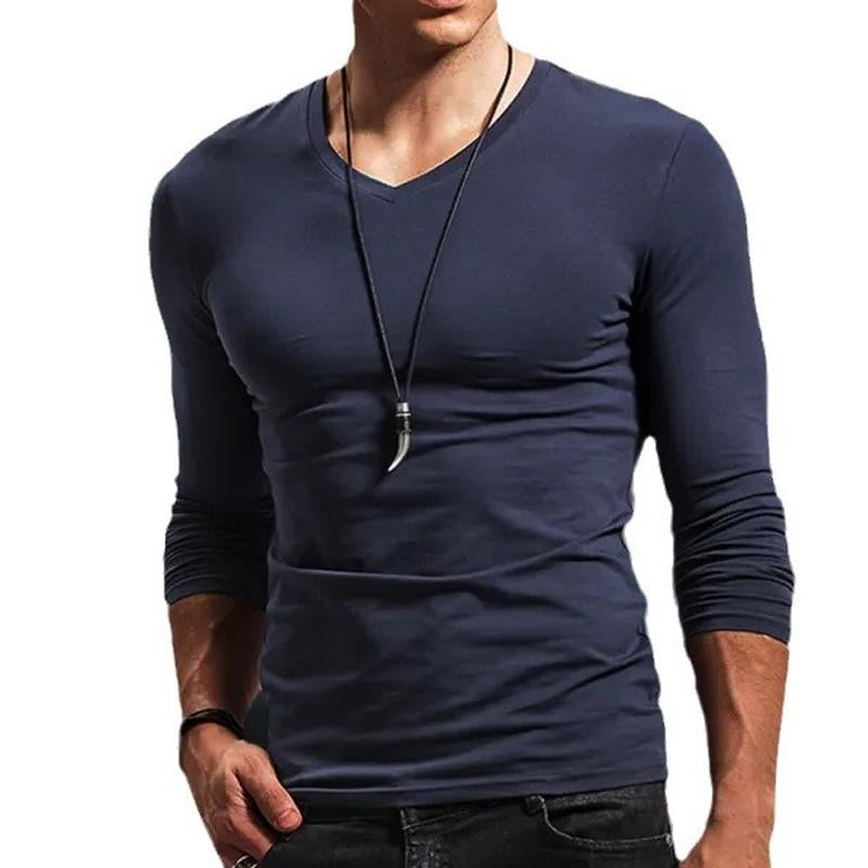 Men's V-neck Long-sleeved Sports T-shirt 34829917X