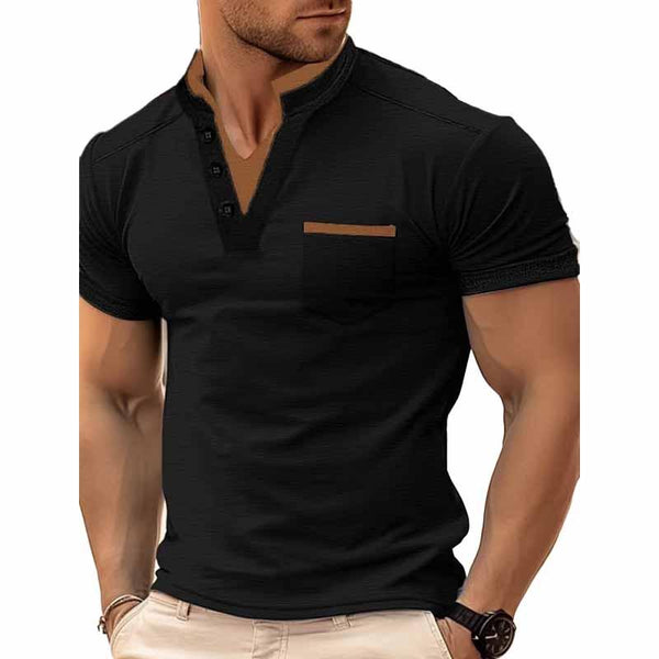 Men's Color Matching V-neck Casual Short-sleeved T-shirt 62184220X