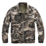 Men's Casual Cotton Camouflage Washed Lapel Loose Zipper Jacket 54938434M