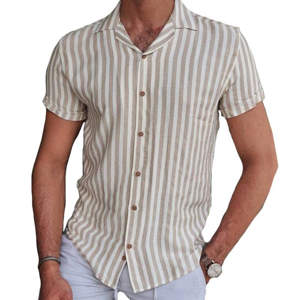 Men's Vintage Striped Cotton and Linen Shirt 20394807TO