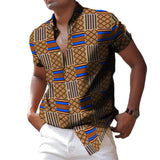 Men's Retro Casual Geometric Lapel Short Sleeve Shirt 85243955TO