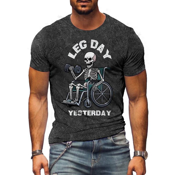 Men's Casual LEG DAY YESTERDAY Short Sleeve T-Shirt 74627001TO