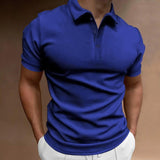 Men's Solid Slim Lapel Short Sleeve Casual Polo Shirt 37773773Z
