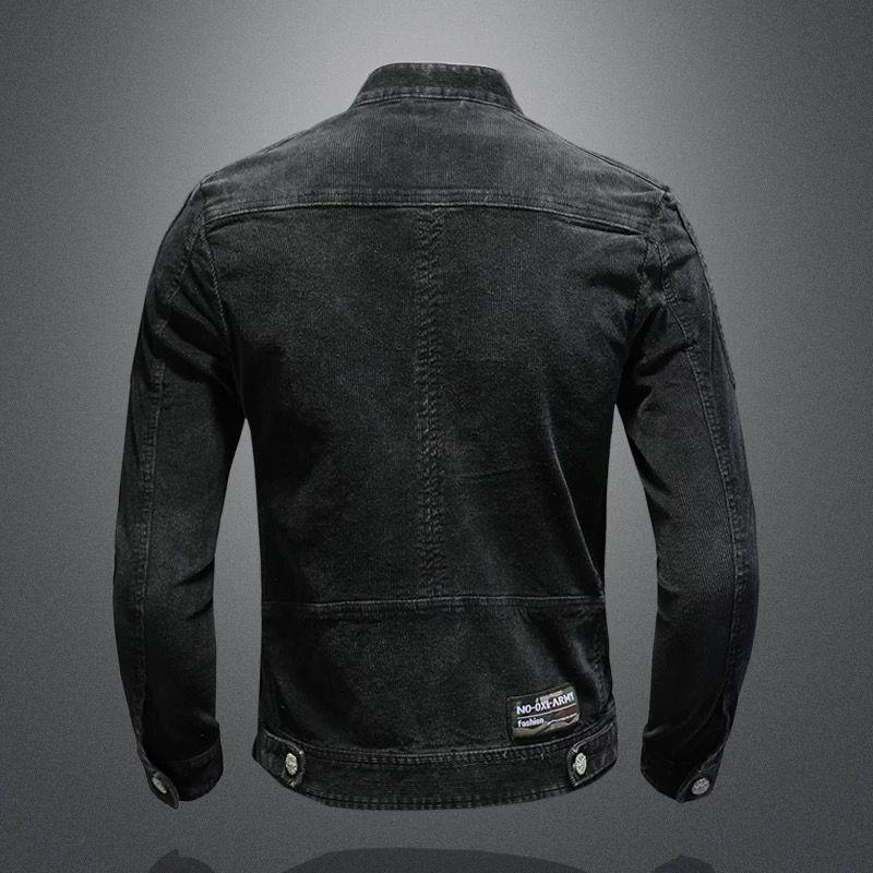 Veste motard en denim délavé vintage pour homme 66553709X