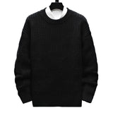 Men's Casual Solid Color Round Neck Loose Pullover Knitted Sweater 89865901M